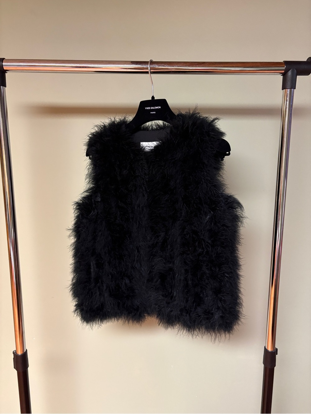 Yves Salomon Black Feather Vest